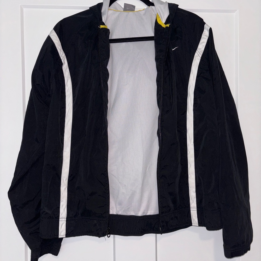 Nike Black and White Jacket with Yellow Accents